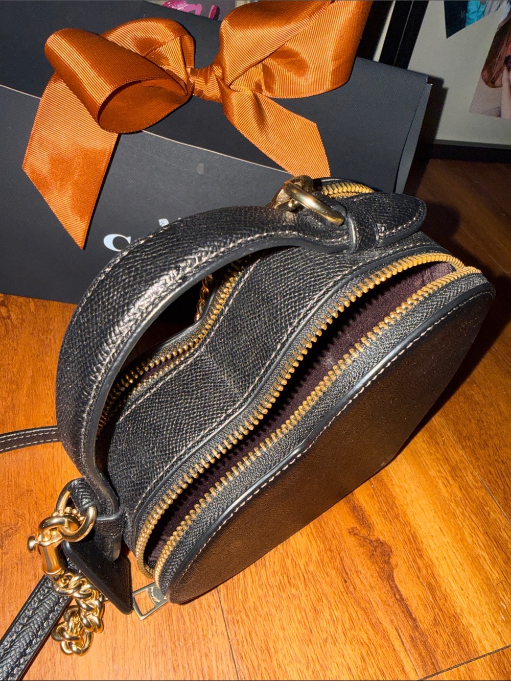 Coach Black Heart-Shaped Crossbody with Gold Hardware - Picture 6 of 7